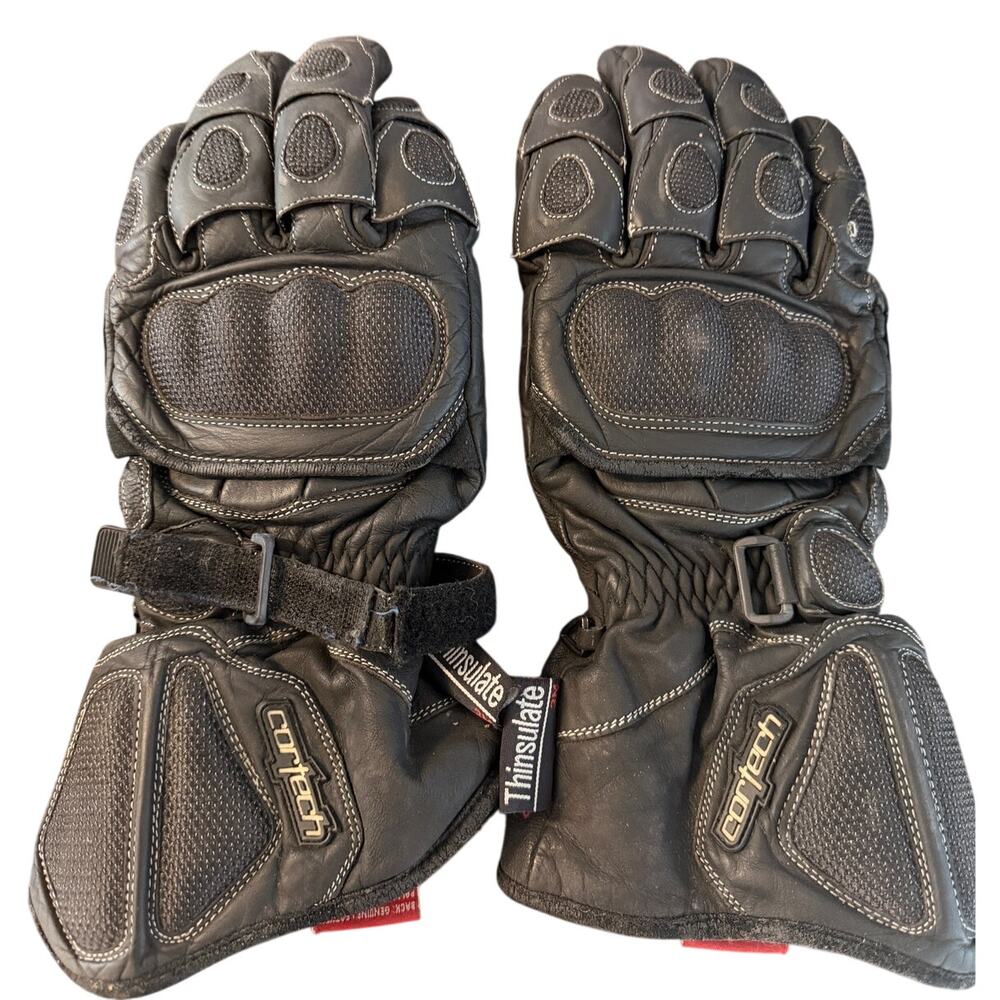 Cortech Scarab Winter Motorcycle Gloves XL 11 Black Leather Thinsulate
